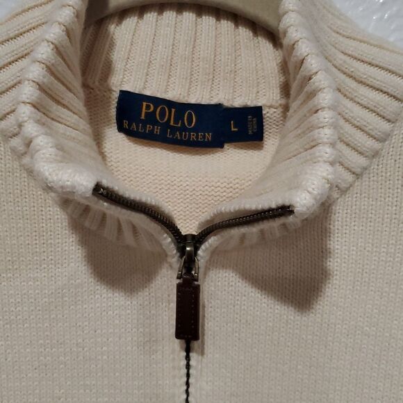 Ralph Lauren Quarter Zip Sweater in Cream Size L - Picture 5 of 8